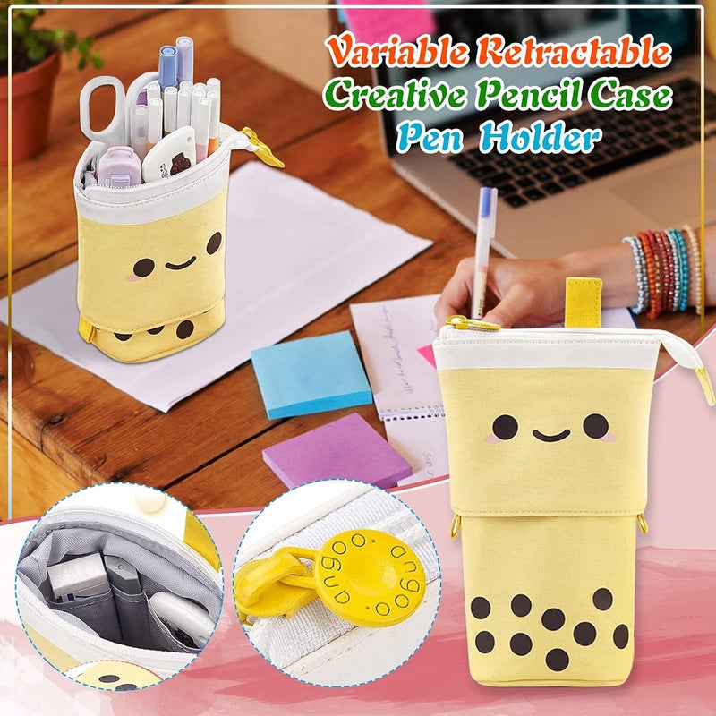 woobles Cute Pencil Case Sliding Unique Telescopic Pencil Bag Milk Tea Shape Retractable Storage Bag Cosmetic Bag 1PC - Image 5
